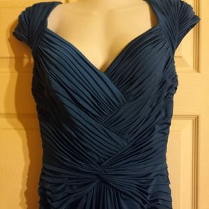 Tadashi Ruched Teal Gown